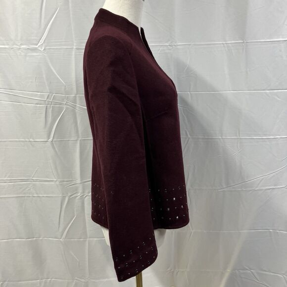 Anne Klein Wool Blend Studded Blazer Jacket Coat Sz PS Maroon‎ Classic Career - Picture 8 of 15